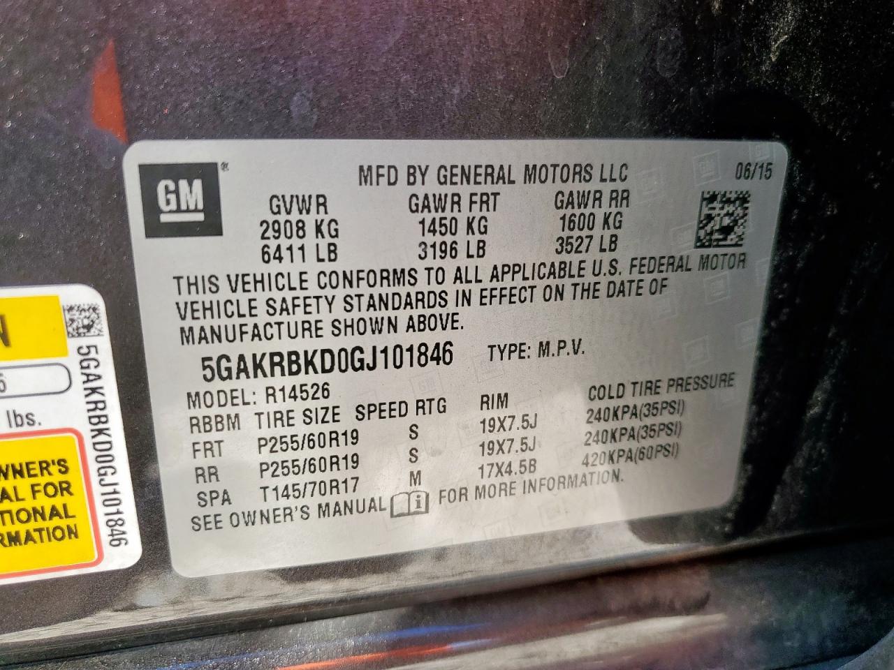 2016 Buick Enclave VIN: 5GAKRBKD0GJ101846 Lot: 68141405