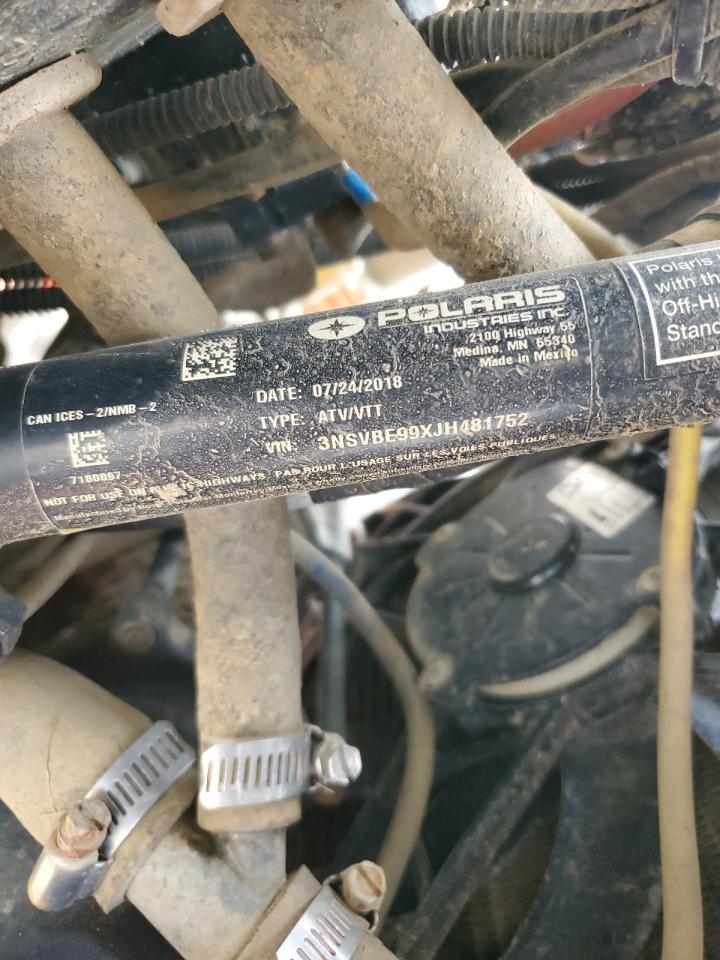2018 Polaris Rzr S 1000 Eps VIN: 3NSVBE99XJH481752 Lot: 67894865