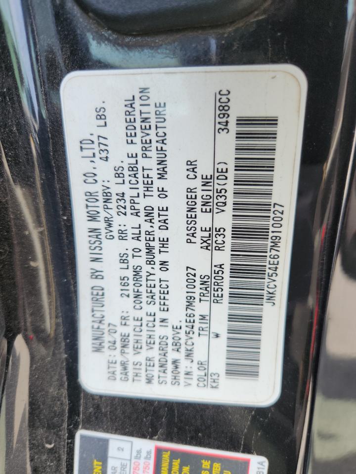 2007 Infiniti G35 VIN: JNKCV54E67M910027 Lot: 70552375