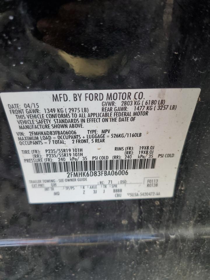 2015 Ford Flex Limited VIN: 2FMHK6D83FBA06006 Lot: 93112225