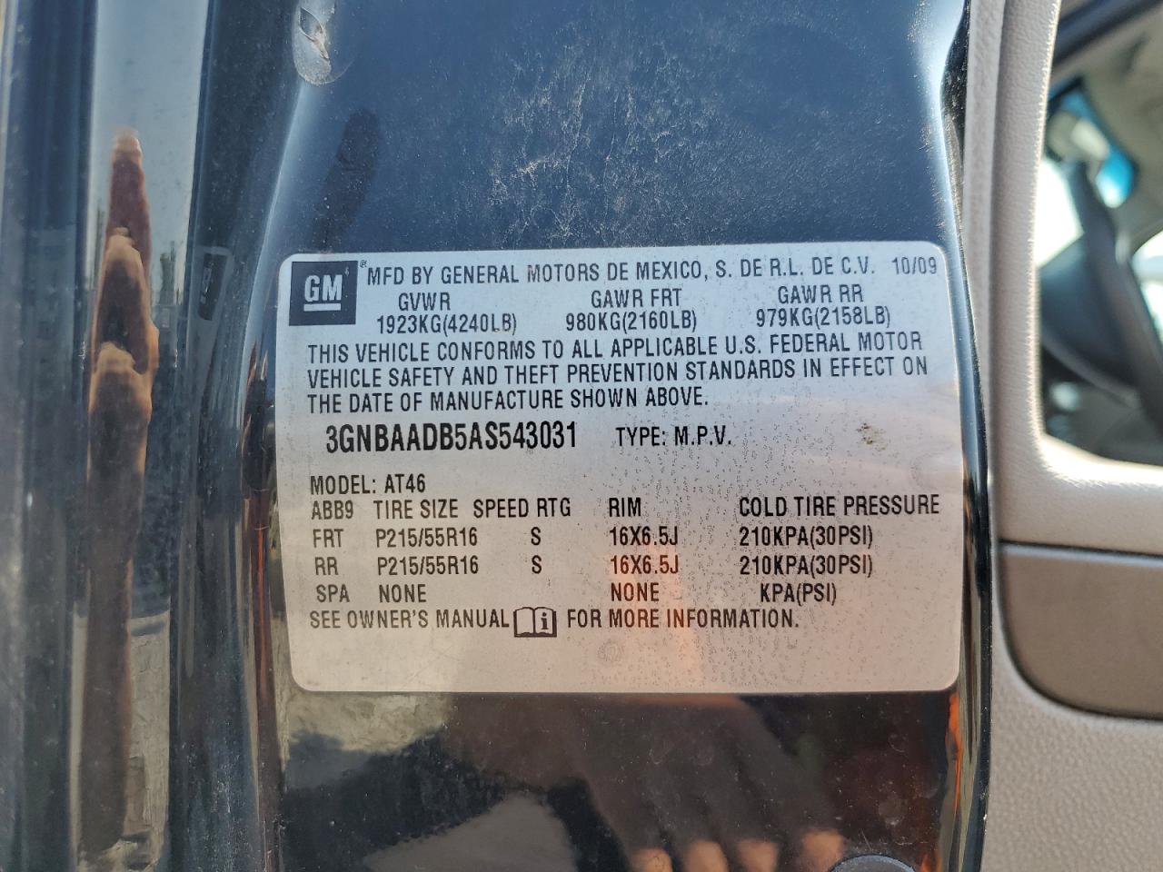 3GNBAADB5AS543031 2010 Chevrolet Hhr Ls