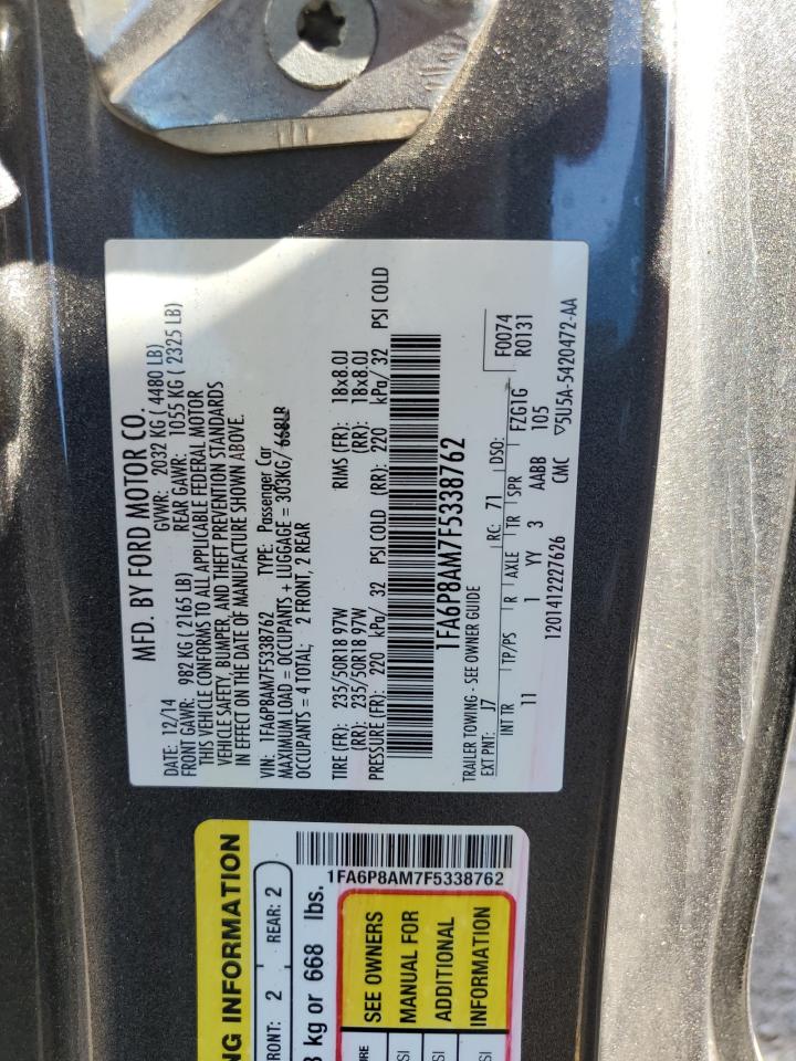 2015 Ford Mustang VIN: 1FA6P8AM7F5338762 Lot: 69261995