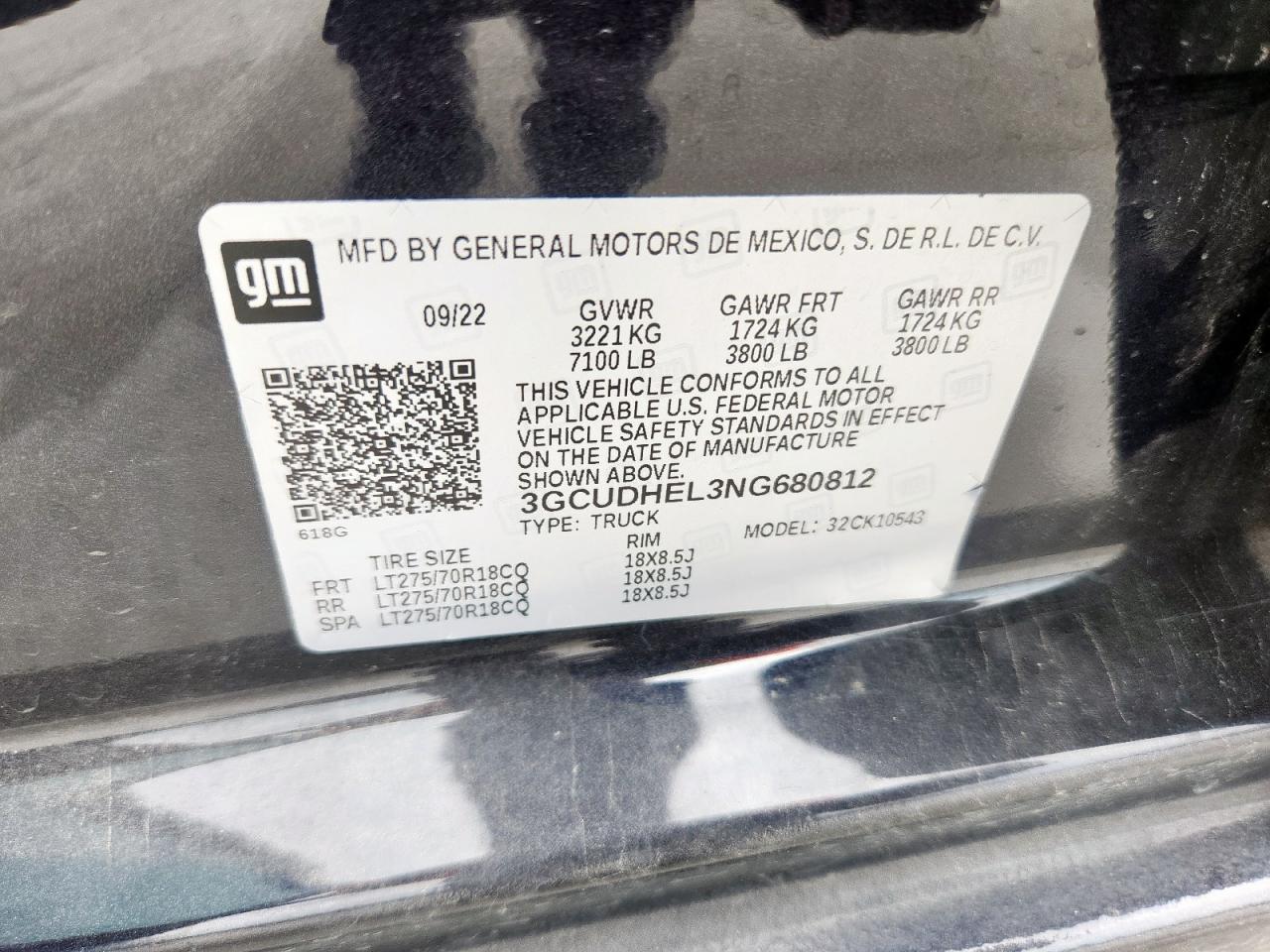 2022 Chevrolet Silverado K1500 Zr2 VIN: 3GCUDHEL3NG680812 Lot: 67060195