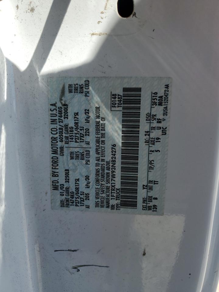 2003 Ford F150 VIN: 1FTRX17W93NB24276 Lot: 70627865