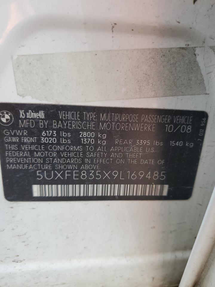 2009 BMW X5 xDrive48I VIN: 5UXFE835X9L169485 Lot: 71091815