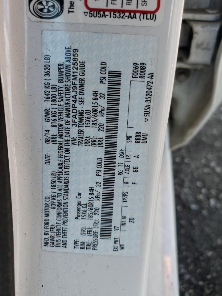 2015 Ford Fiesta S VIN: 3FADP4AJ9FM125859 Lot: 69411605