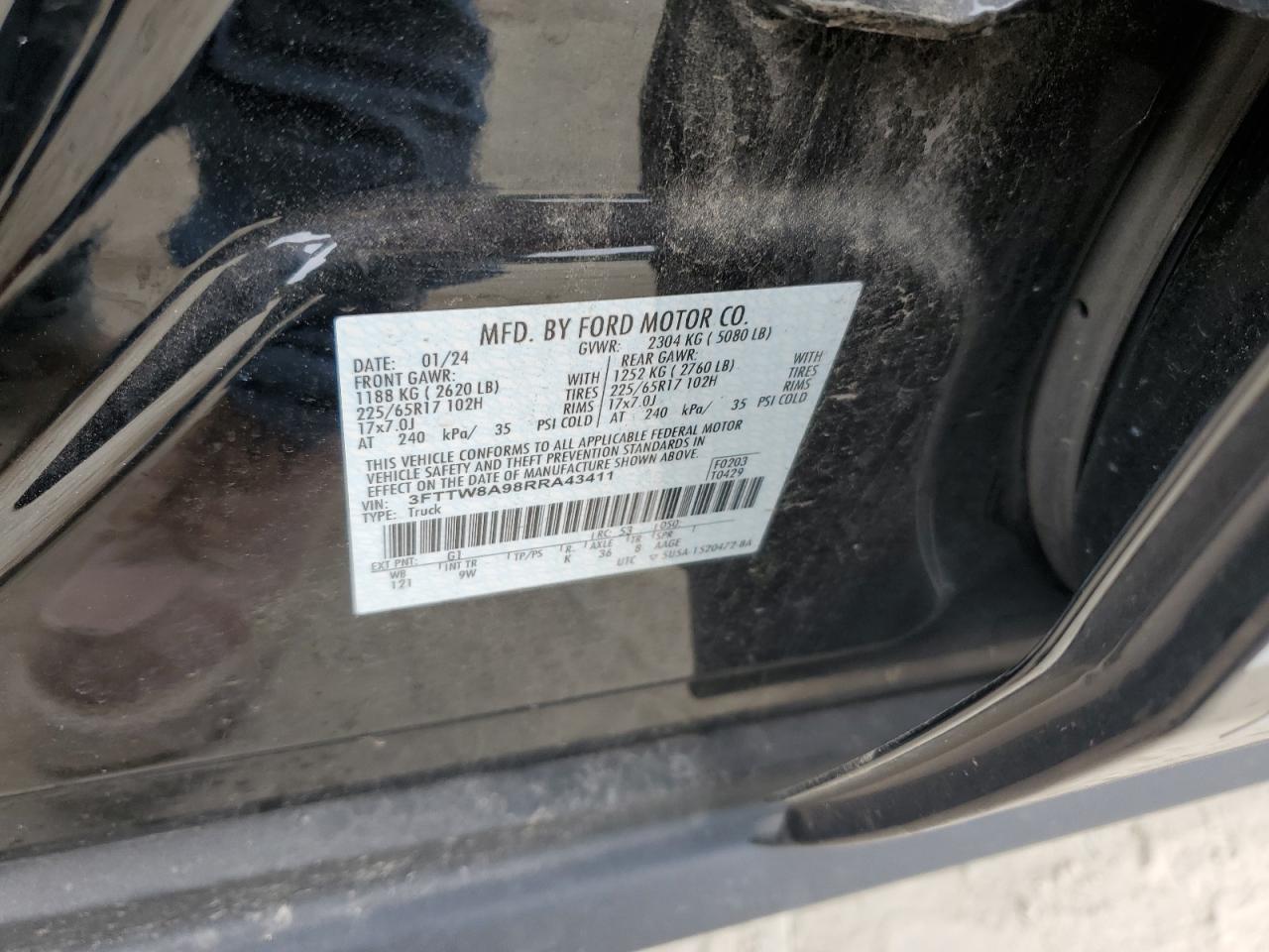 2024 Ford Maverick Xl VIN: 3FTTW8A98RRA43411 Lot: 67458525