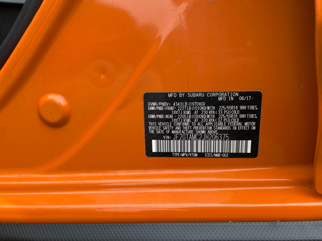 2018 Subaru Crosstrek Limited VIN: JF2GTAMC2JH20637 Lot: 68088015