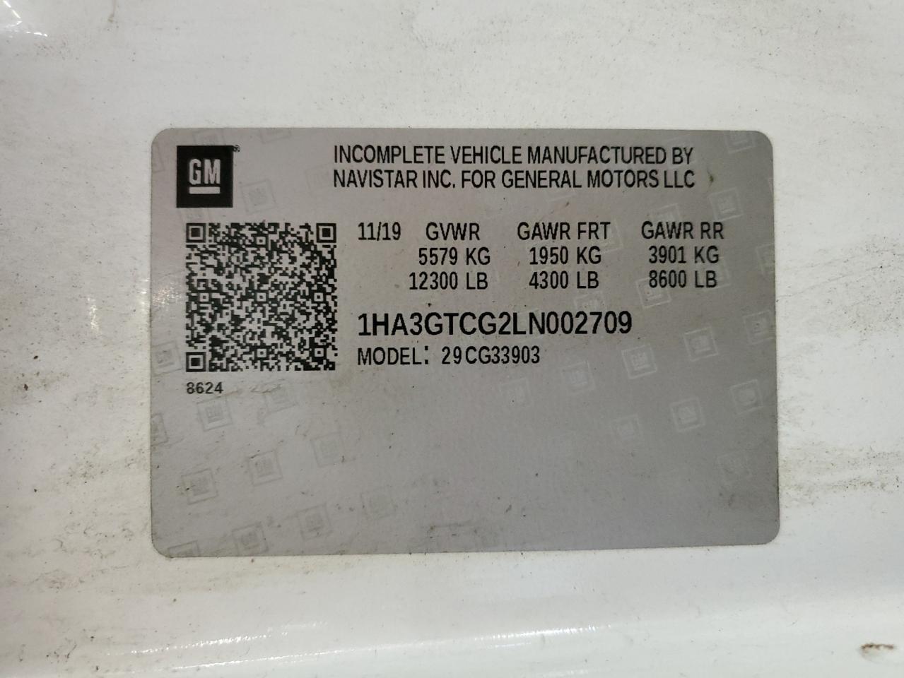 2020 Chevrolet Express G3500 VIN: 1HA3GTCG2LN002709 Lot: 68493105