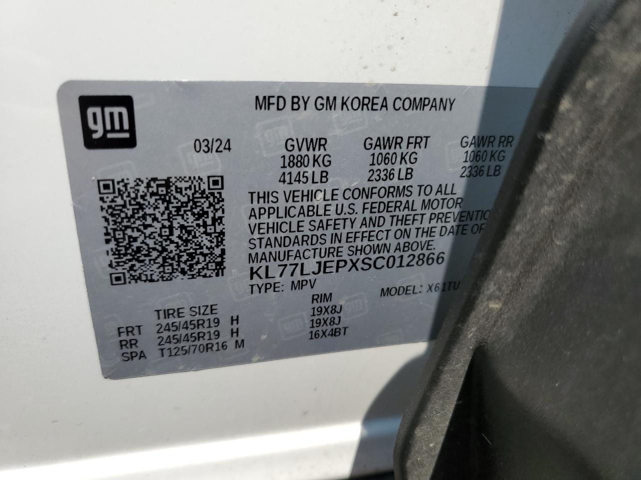 2025 Chevrolet Trax 2Rs VIN: KL77LJEPXSC012866 Lot: 67833935