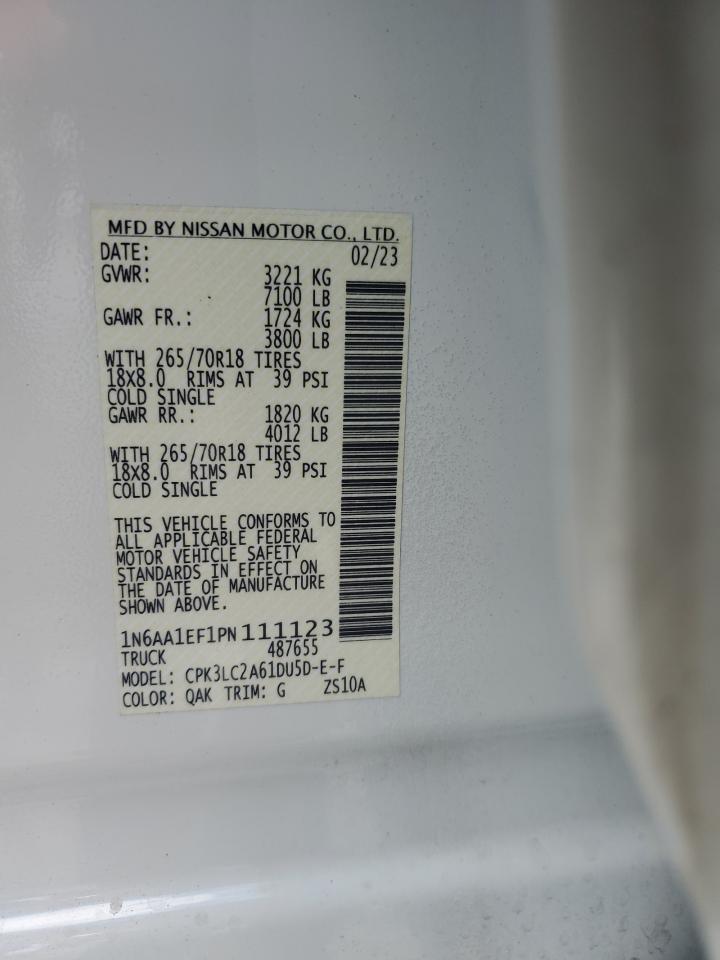 2023 Nissan Titan Sv VIN: 1N6AA1EF1PN111123 Lot: 68458575