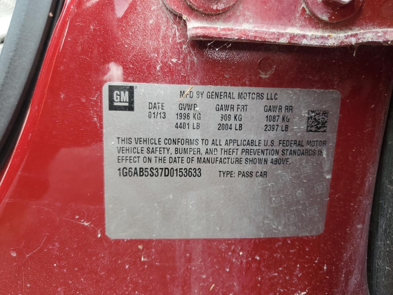2013 Cadillac Ats Luxury VIN: 1G6AB5S37D0153633 Lot: 68050505