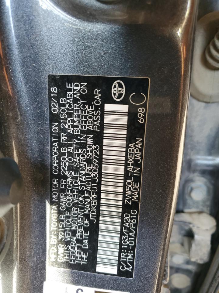 2018 Toyota Prius VIN: JTDKBRFU1J3059723 Lot: 68647555