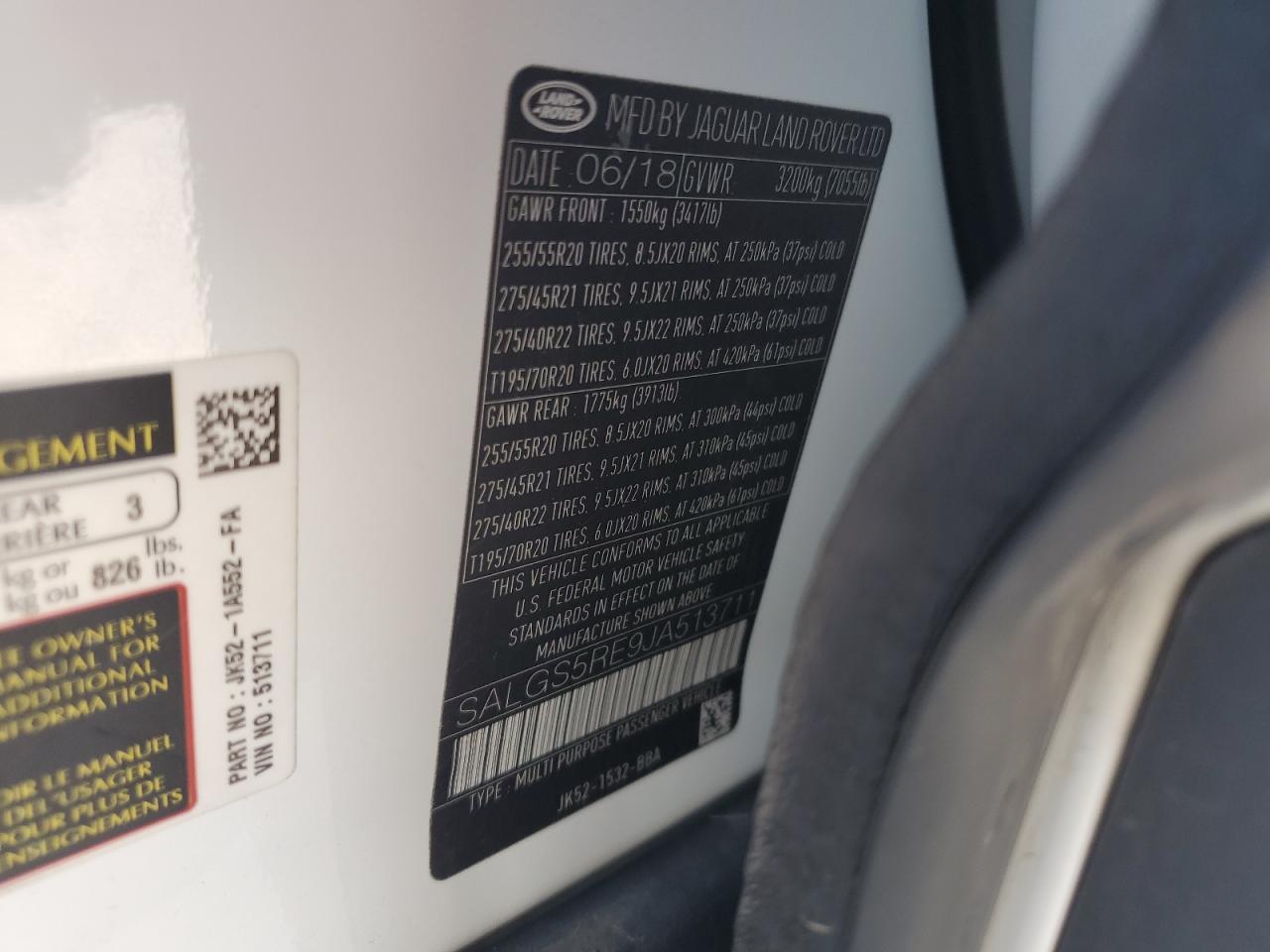 2018 Land Rover Range Rover Supercharged VIN: SALGS5RE9JA513711 Lot: 68050405