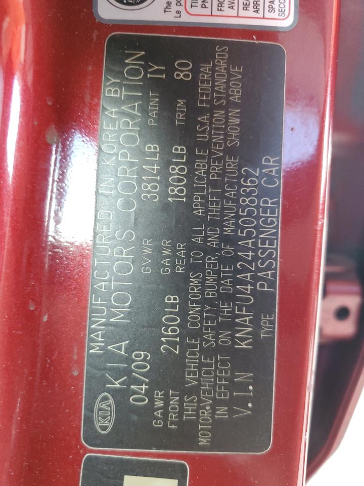 2010 Kia Forte Ex VIN: KNAFU4A24A5058362 Lot: 68630295