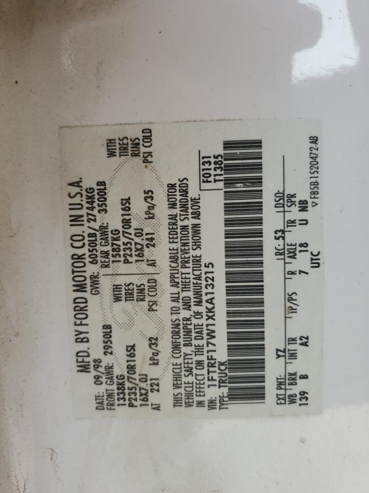 1FTRF17W1XKA13215 1999 Ford F150
