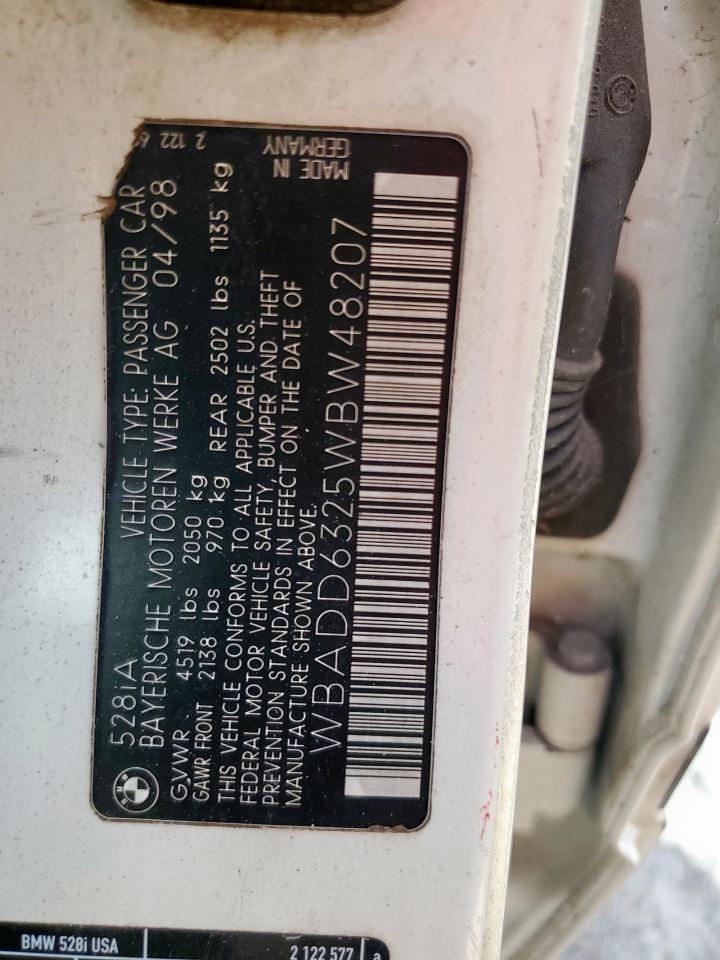 1998 BMW 528 I Automatic VIN: WBADD6325WBW48207 Lot: 68295415