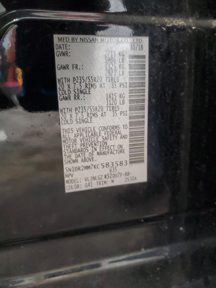 2019 Nissan Pathfinder S VIN: 5N1DR2MM7KC583583 Lot: 80546735