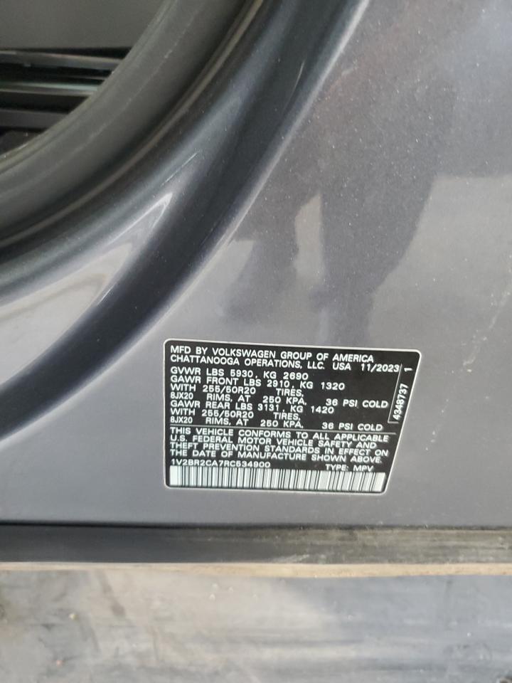 2024 Volkswagen Atlas Sel VIN: 1V2BR2CA7RC534900 Lot: 69306505