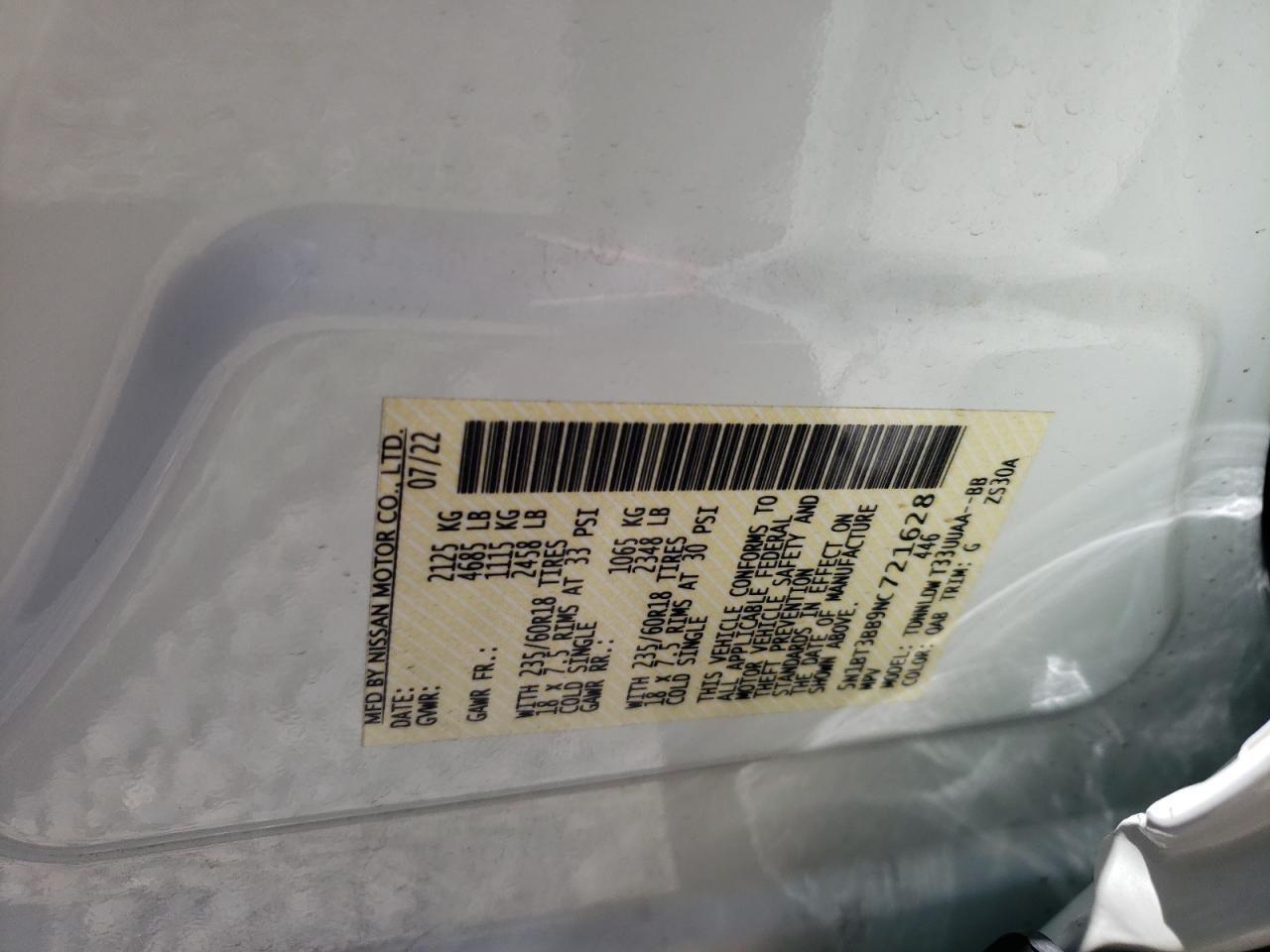 2022 Nissan Rogue Sv VIN: 5N1BT3BB9NC721628 Lot: 69394275