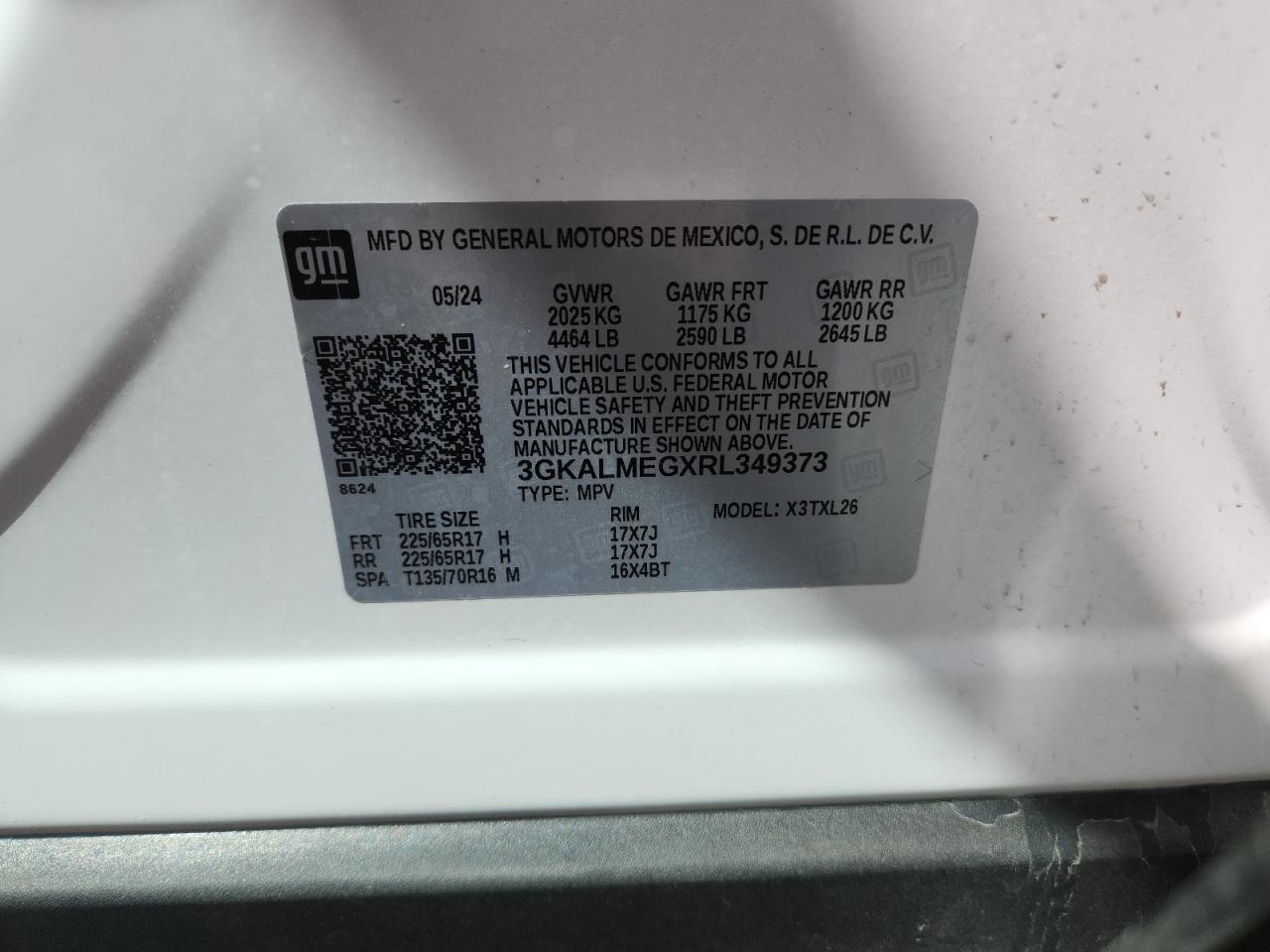 2024 GMC Terrain Sle VIN: 3GKALMEGXRL349373 Lot: 69766355