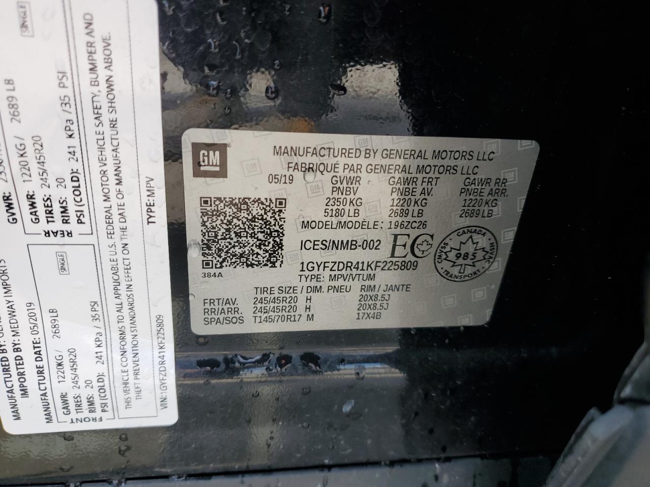 2019 Cadillac Xt4 Premium Luxury VIN: 1GYFZDR41KF225809 Lot: 68923425