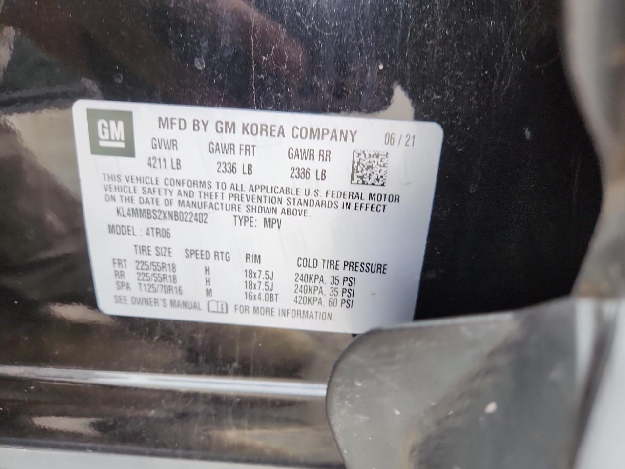 2022 Buick Encore Gx Preferred VIN: KL4MMBS2XNB022402 Lot: 69124575