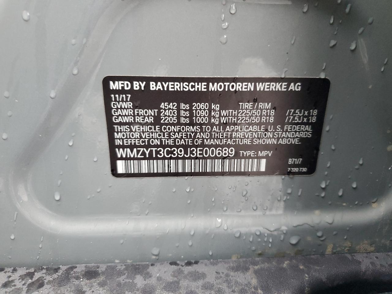 2018 Mini Cooper S Countryman VIN: WMZYT3C39J3E00689 Lot: 67996875