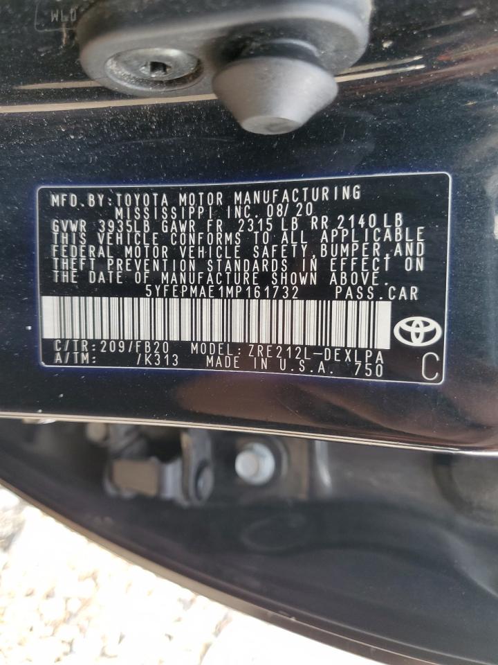 2021 Toyota Corolla Le VIN: 5YFEPMAE1MP161732 Lot: 67521155
