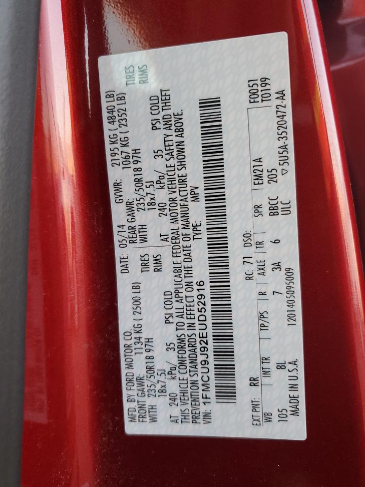 2014 Ford Escape Titanium VIN: 1FMCU9J92EUD52916 Lot: 66852885