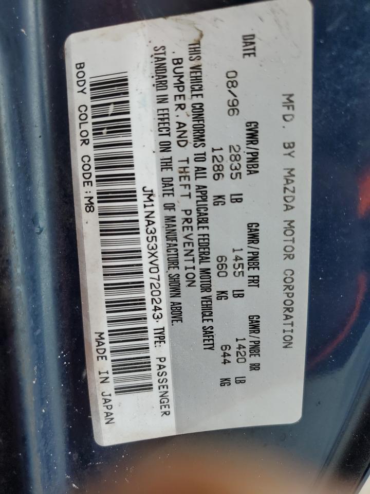 1997 Mazda Mx-5 Miata VIN: JM1NA353XV0720243 Lot: 70301235