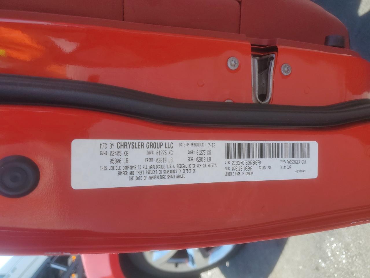 2013 Dodge Charger R/T VIN: 2C3CDXCT6DH730579 Lot: 71131575