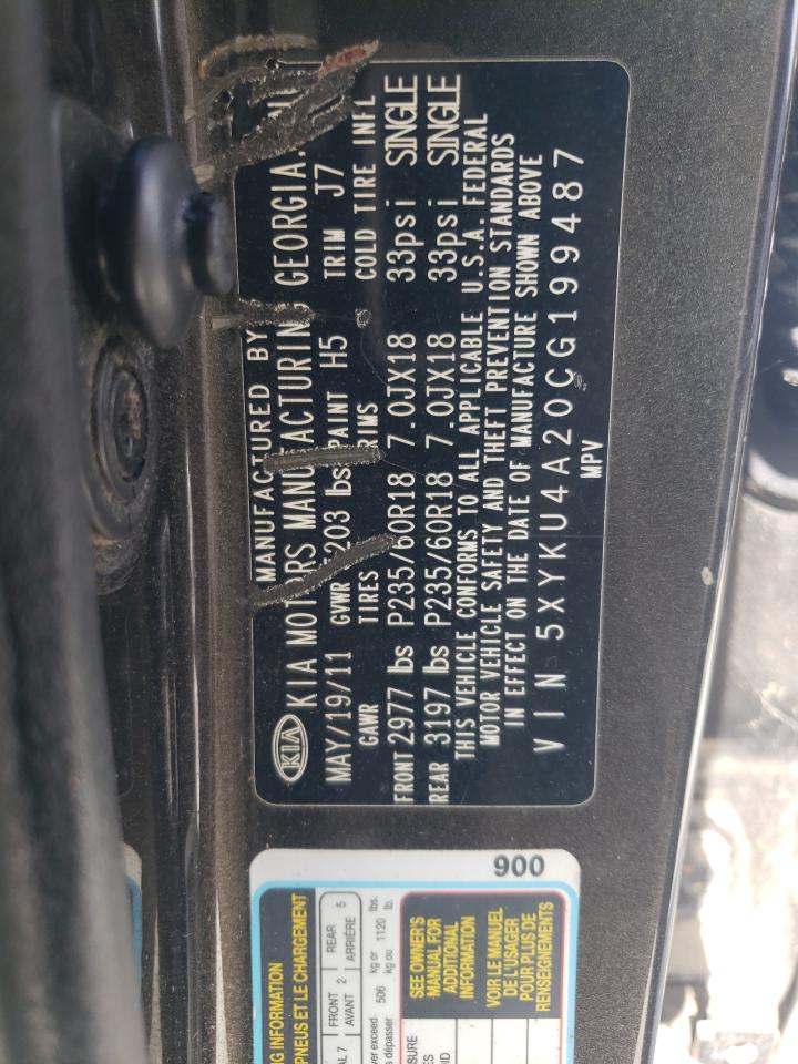 2013 Kia Sorento Ex VIN: 5XYKU4A20CG199487 Lot: 66404625