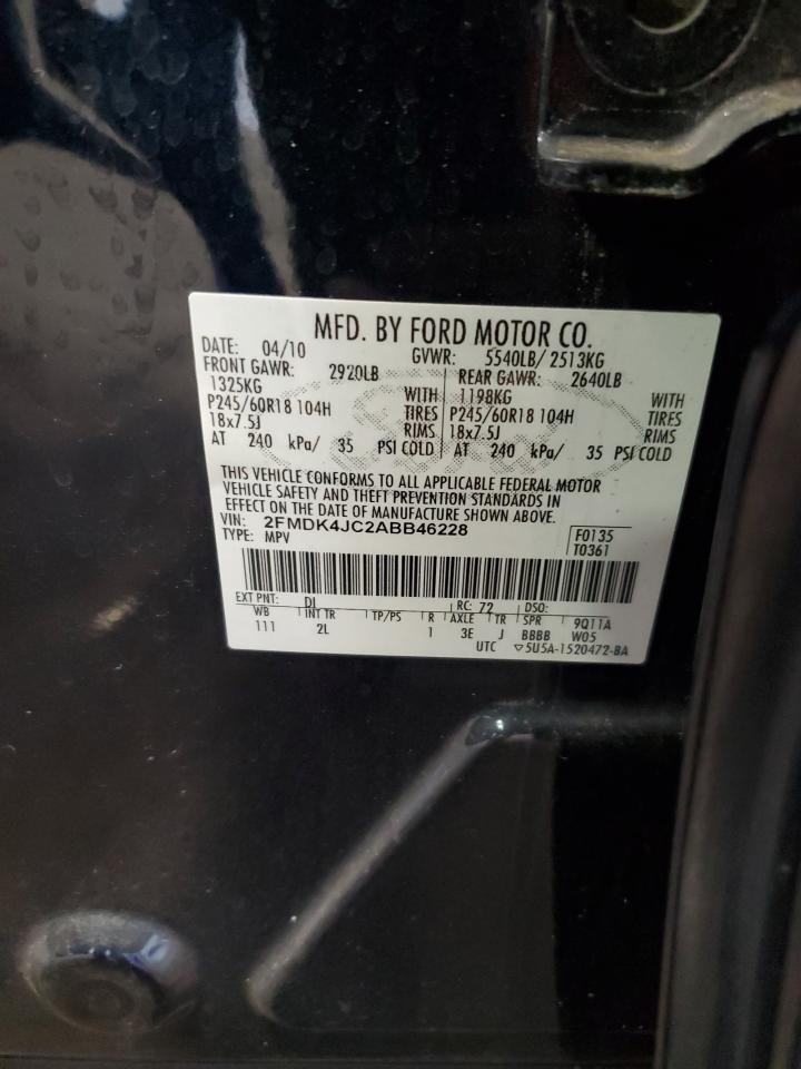 2010 Ford Edge Sel VIN: 2FMDK4JC2ABB46228 Lot: 70906175