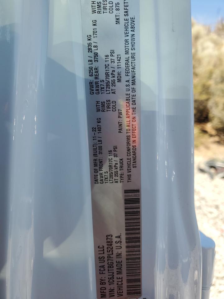 2023 Jeep Gladiator Rubicon VIN: 1C6JJTBG7PL524873 Lot: 68114025