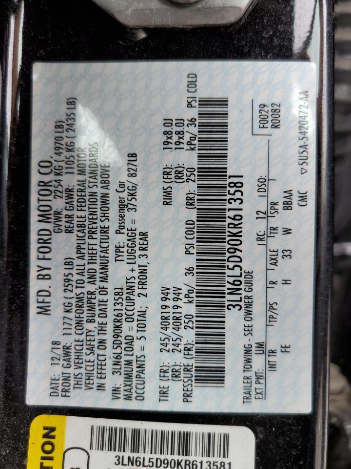 2019 Lincoln Mkz Reserve I VIN: 3LN6L5D90KR613581 Lot: 68961585