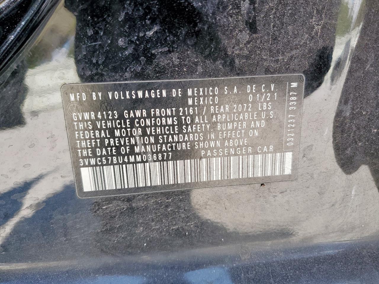 2021 Volkswagen Jetta S VIN: 3VWC57BU4MM036877 Lot: 70280775