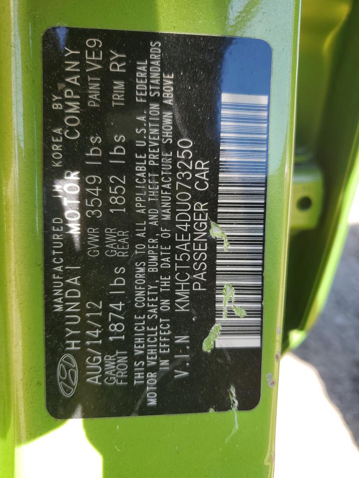 2013 Hyundai Accent Gls VIN: KMHCT5AE4DU073250 Lot: 70139915