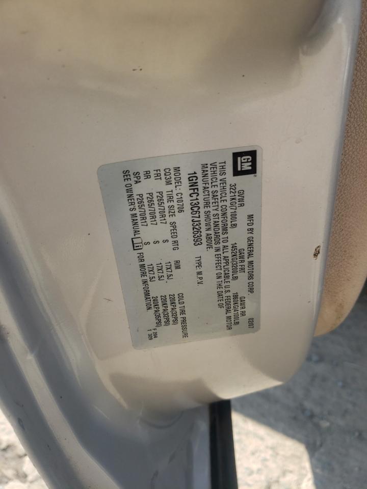 2007 Chevrolet Tahoe C1500 VIN: 1GNFC13C67J326393 Lot: 68517995