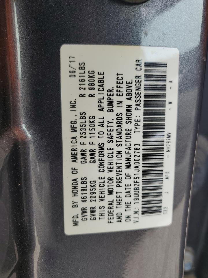 2018 Acura Tlx Tech VIN: 19UUB2F51JA002783 Lot: 66550405