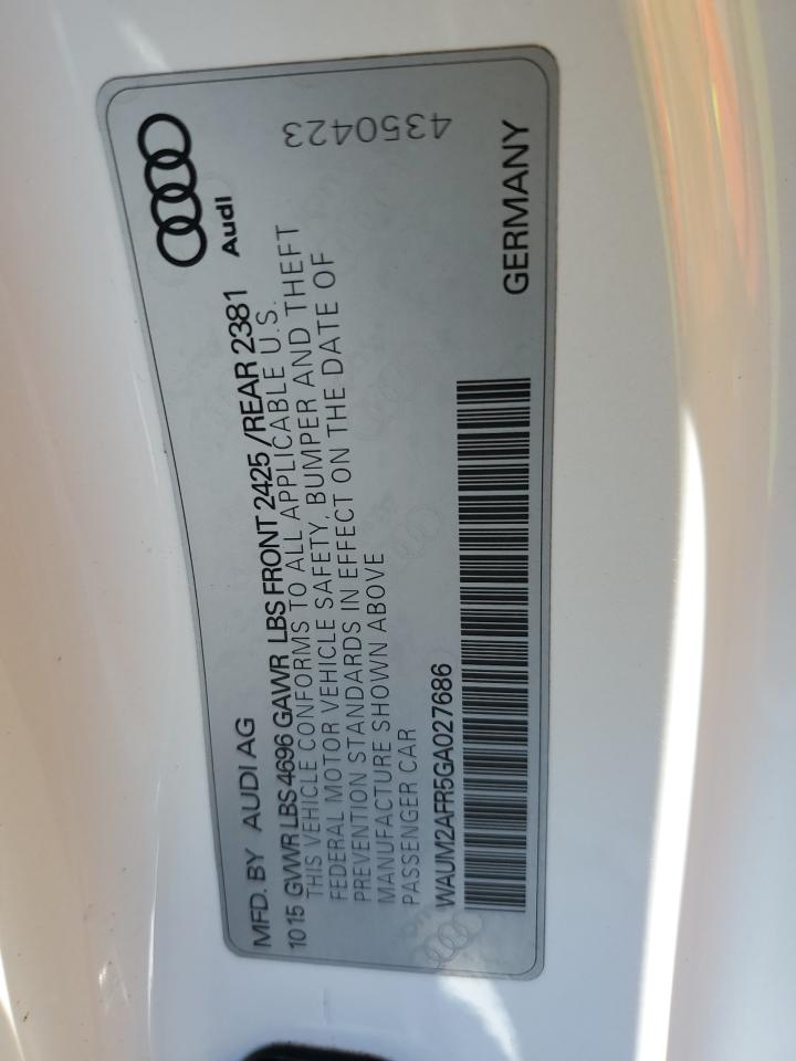 2016 Audi A5 Premium Plus S-Line VIN: WAUM2AFR5GA027686 Lot: 68885765