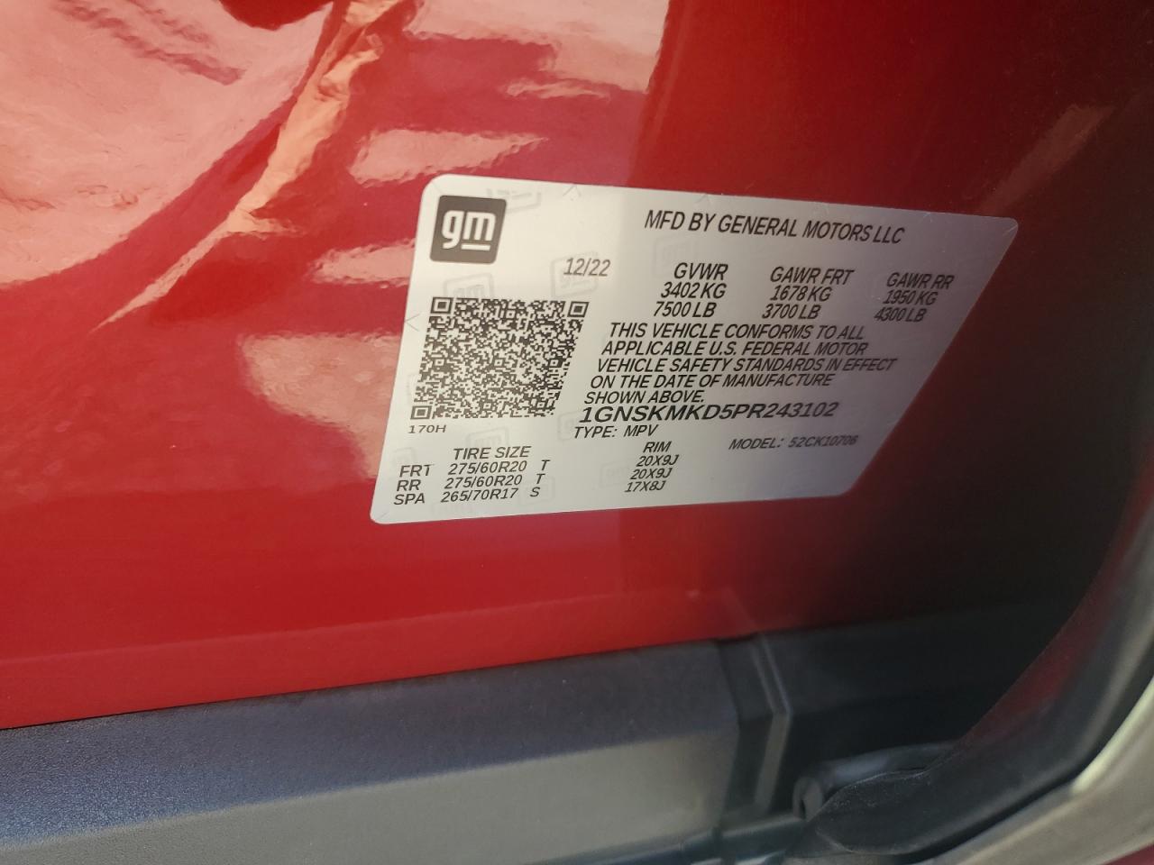 2023 Chevrolet Tahoe K1500 Ls VIN: 1GNSKMKD5PR243102 Lot: 68483755