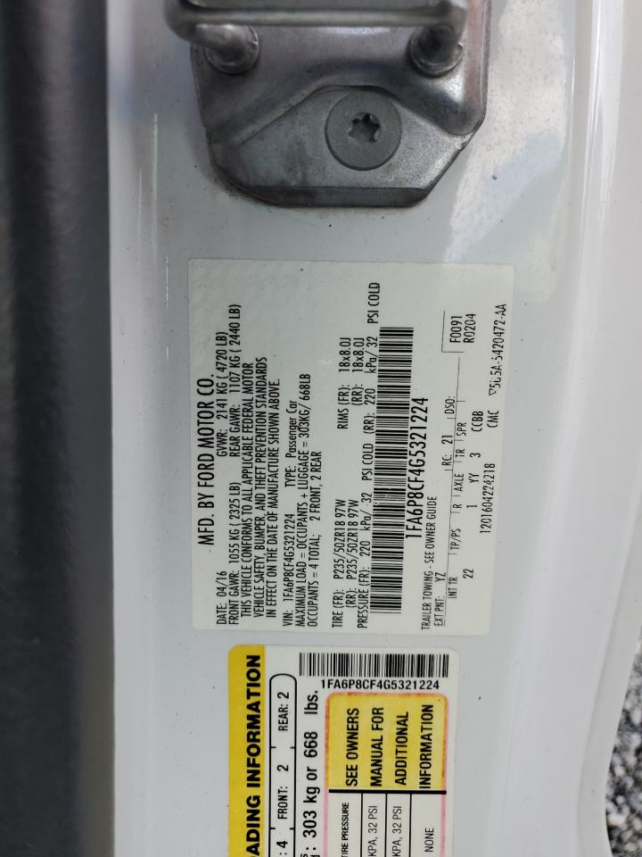 2016 Ford Mustang Gt VIN: 1FA6P8CF4G5321224 Lot: 69974495