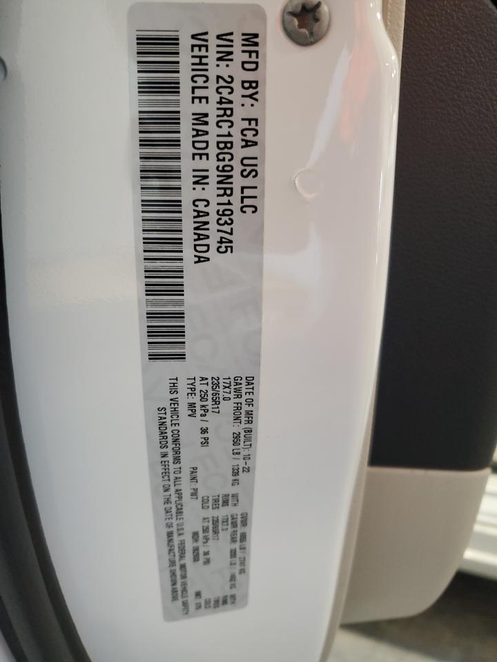 2022 Chrysler Pacifica Touring L VIN: 2C4RC1BG9NR193745 Lot: 70048855