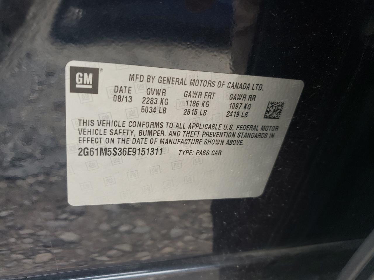 2014 Cadillac Xts Luxury Collection VIN: 2G61M5S36E9151311 Lot: 67573365