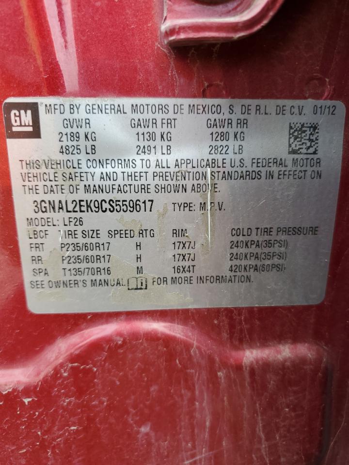 2012 Chevrolet Captiva Sport VIN: 3GNAL2EK9CS559617 Lot: 67390065