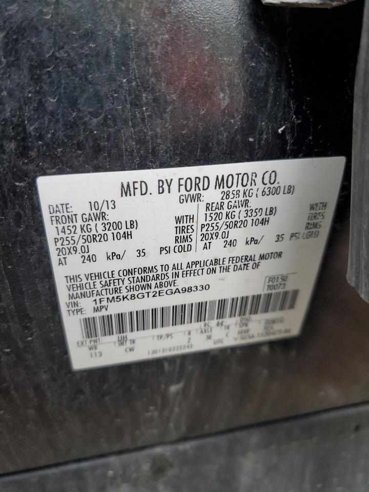 2014 Ford Explorer Sport VIN: 1FM5K8GT2EGA98330 Lot: 69964745