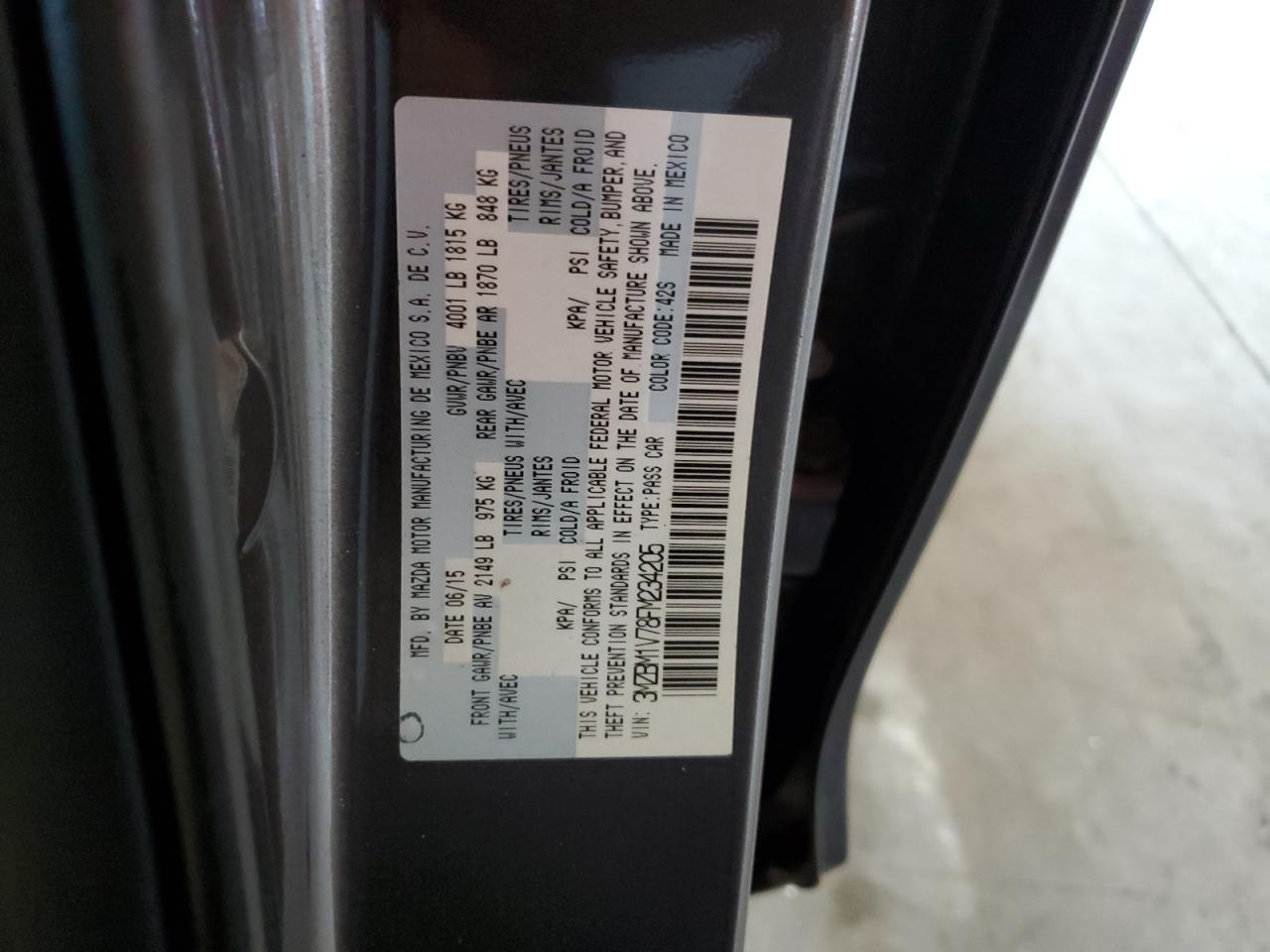 2015 Mazda 3 Touring VIN: 3MZBM1V78FM234205 Lot: 70588235