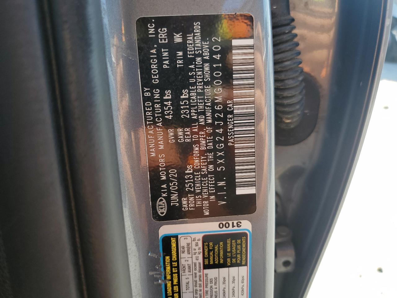 2021 Kia K5 Lx VIN: 5XXG24J26MG001402 Lot: 69405865