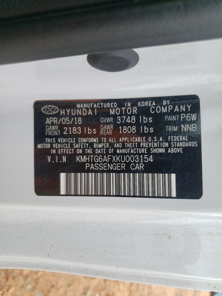 2019 Hyundai Veloster Base VIN: KMHTG6AFXKU003154 Lot: 69084245